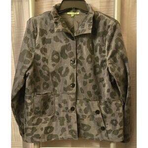 Trisha Tyler Wire‎ Collar Gray Animal Print Button Up Women's Size Medium Jacket